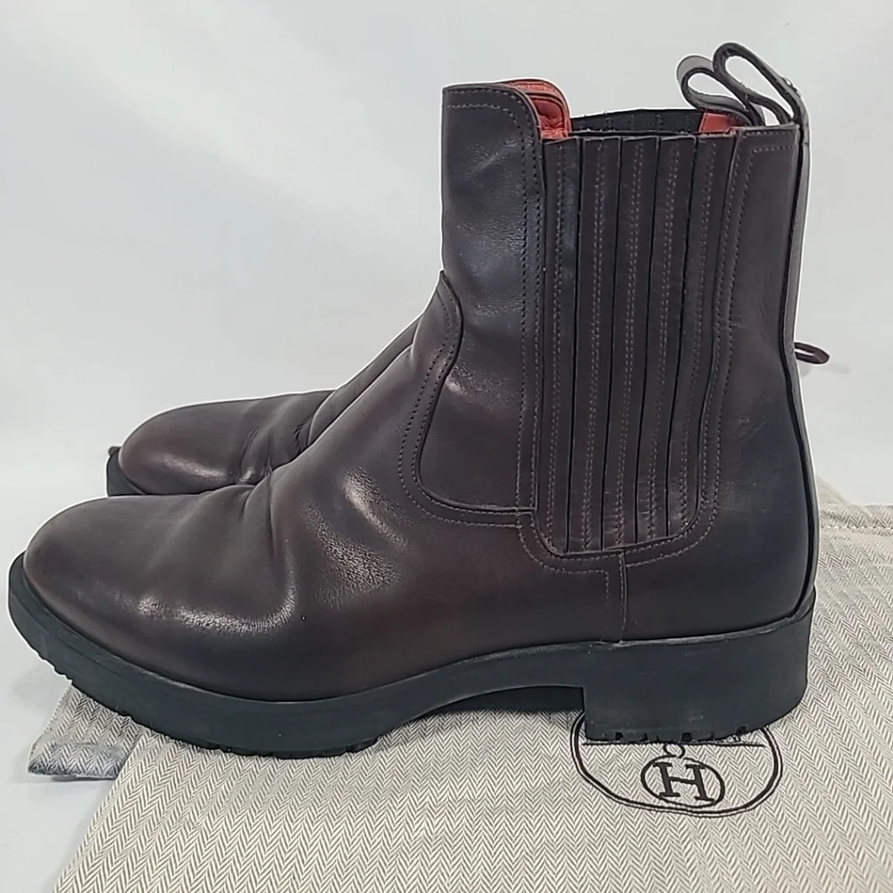 Hermes Kross Training Ankle Boots EU 42 (M 9-9.5, W 12) Brown Leather Made Italy - Picture 4 of 13